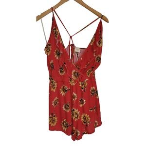 NWT Blush BJ Women's Red Romper‎ Size S 100% Rayon Vibrant Lightweight Floral